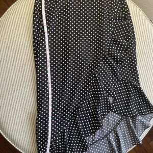 Nasty Gal Black and White Polka Dot Midi Skirt